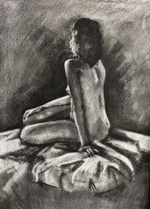 Live figure drawing; charcoal 